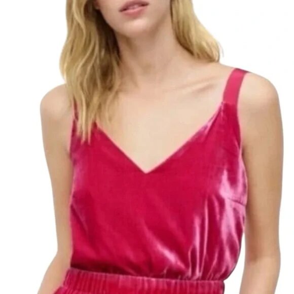 NWT J. Crew Drapey Velvet Camisole Tank Top, Bright Berry, Small (Fits Medium) - Picture 1 of 10